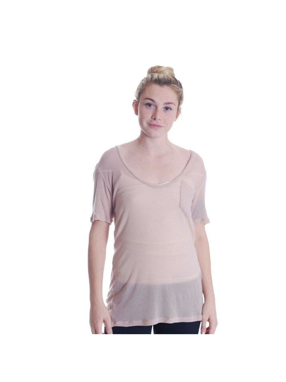 IRO Emmy Short Sleeve Neck Chest Pocket Tee Size M
